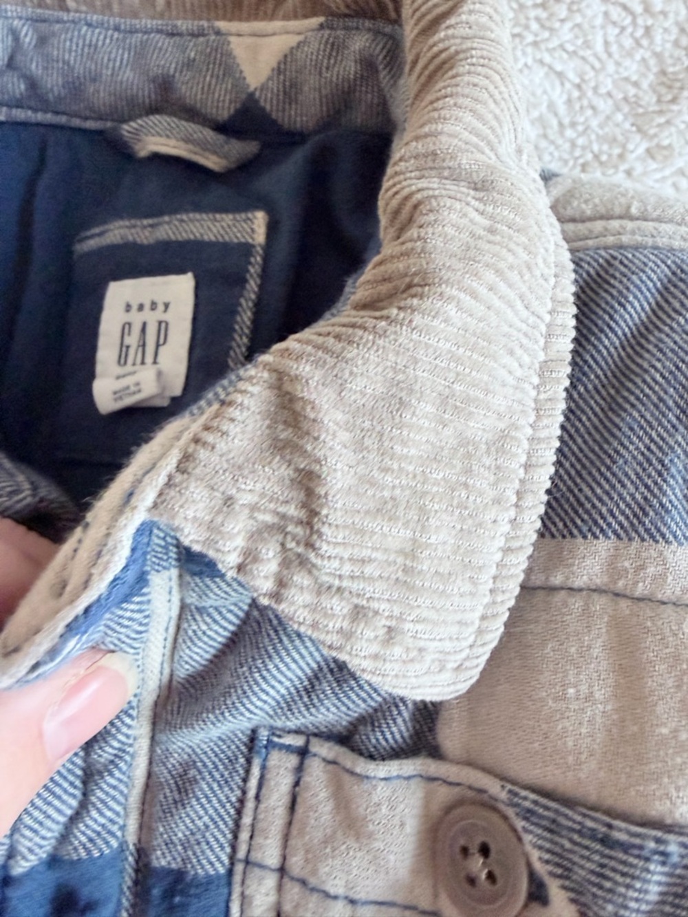 GAPbaby Blue and Cream Plaid Quilted Jacket